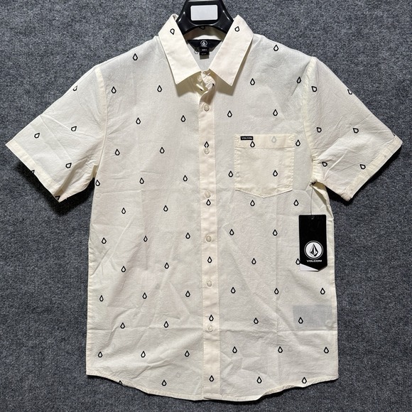 Volcom Other - Volcom Shirt Mens Small Button Up Off-White Woven‎ Stone